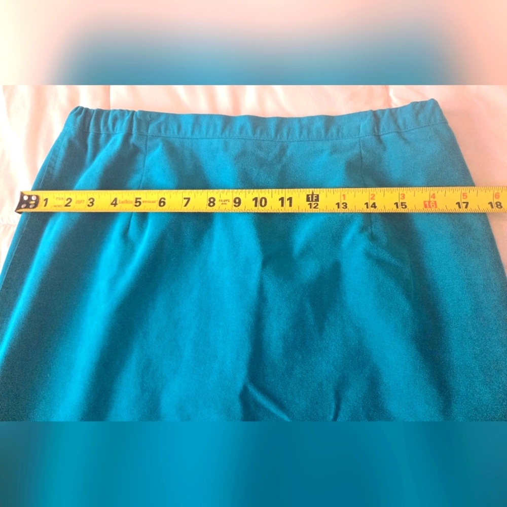 Aqua Blue Washable Faux Suede Skirt and Jacket Suit Set Size 12 - Picture 14 of 16